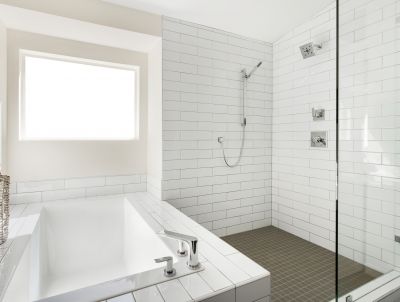 Contemporary Shower with Multiple Showerheads